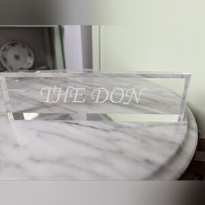 Clear Acrylic Nameplate 'THE DON' for desk or dresser